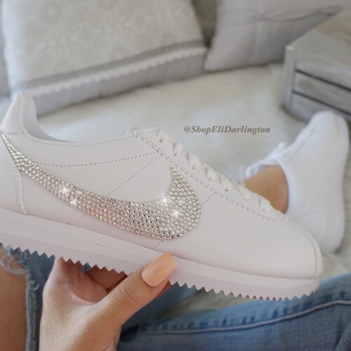Swarovski Nike Cortez Shoes Blinged with Silver Swarovski Swarovski Crystals