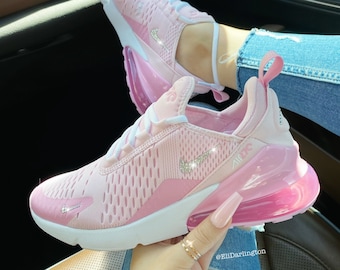 Swarovski Bling Pink Nike Air Max 270 Shoes in Silver Swarovski Crystals