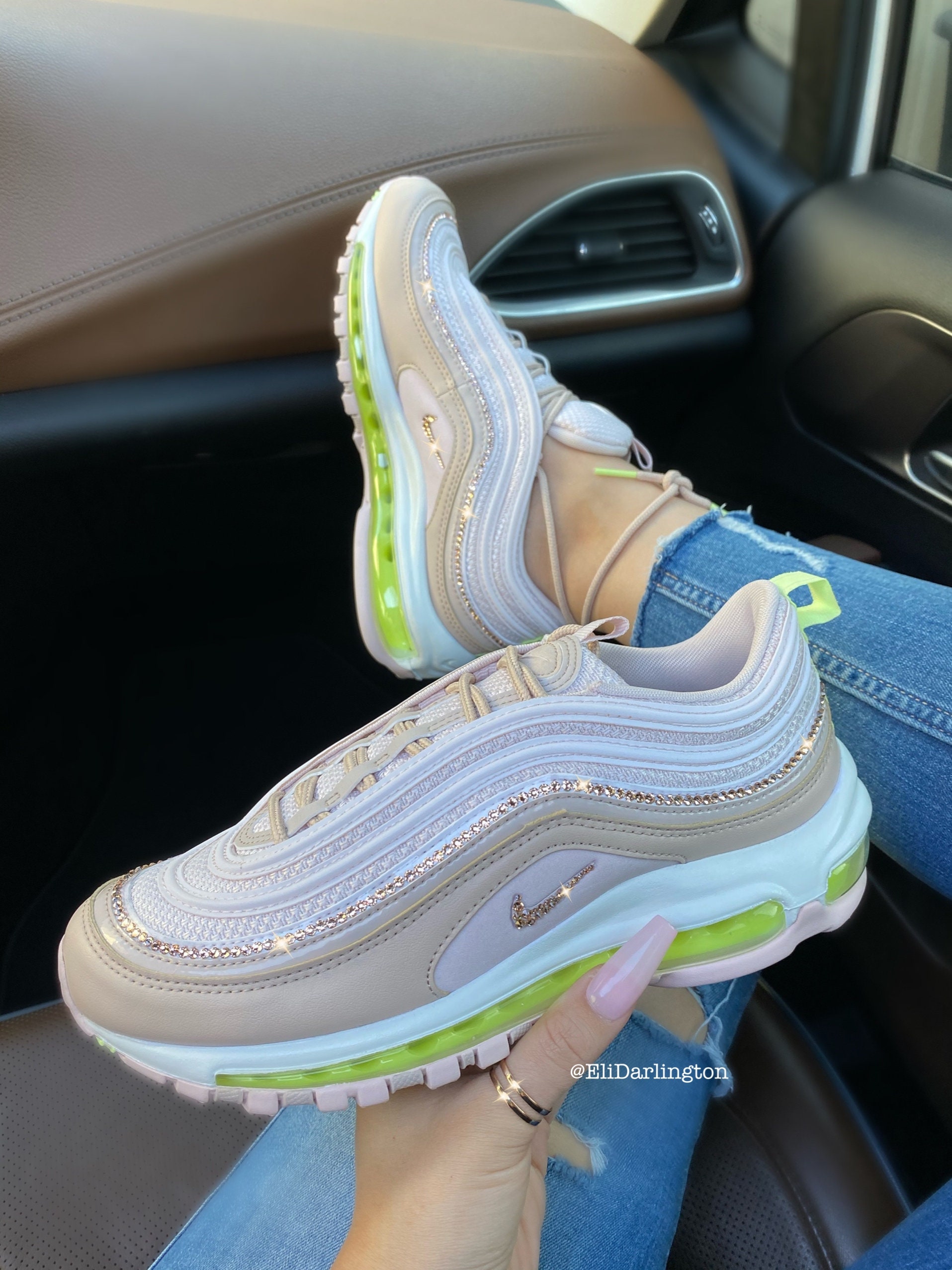 Swarovski Crystals Custom Nike Air Max 97 Pale Pink Sneakers