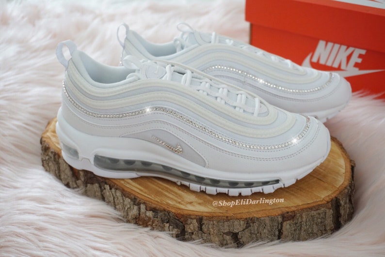 Swarovski Crystals Custom Nike Air Max 97 Floral Sneakers Embellished with Silver Swarovski Crystals Swarovski Crystals Custom Nike Air Max 97 Floral Sneakers Embellished with Silver Swarovski Crystals
