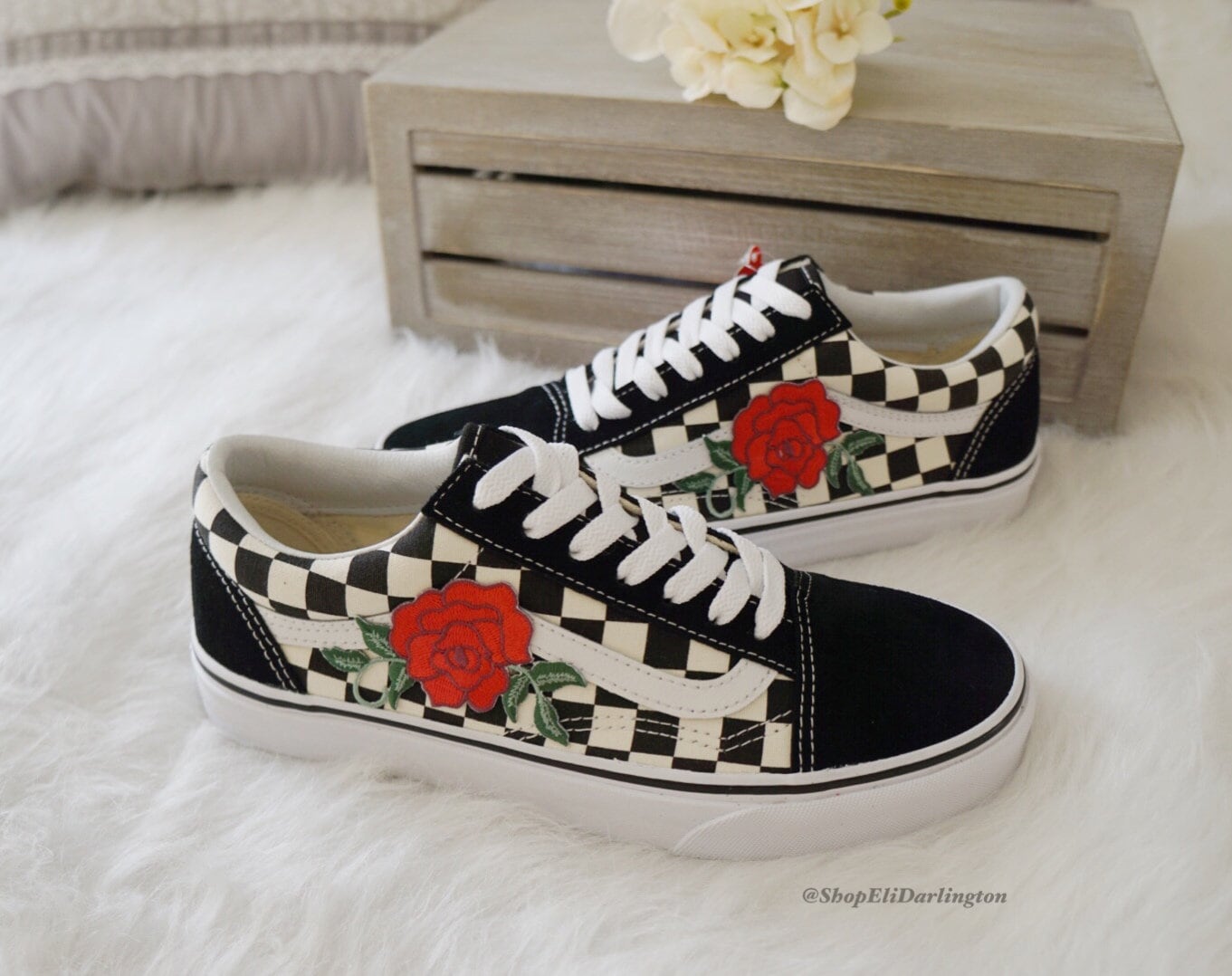 Customs Checkerboard Roses Old Skool