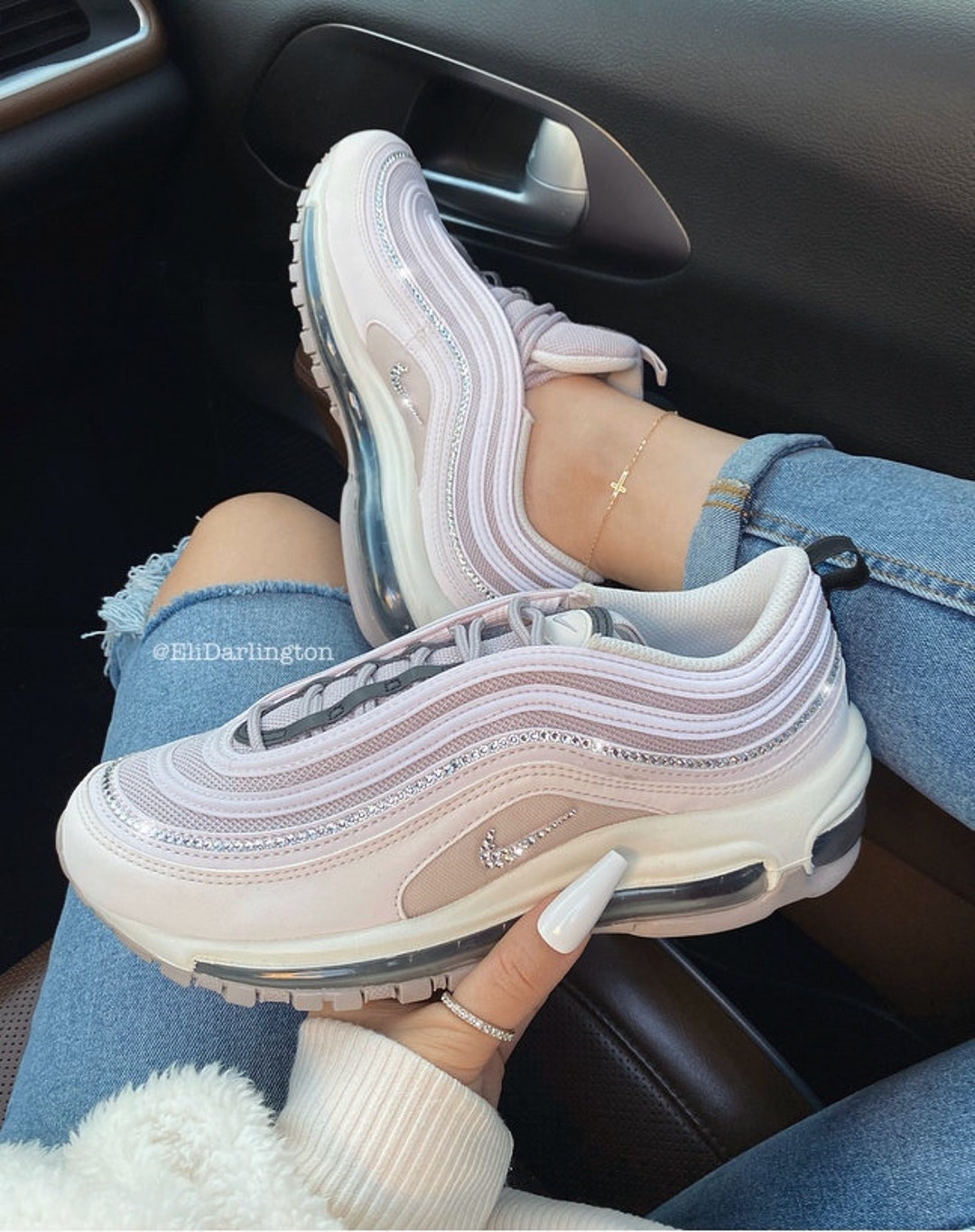 Swarovski Crystals Custom Nike Air Max 97 Pale Pink Sneakers Embellished With Swarovski Crystals Etsy