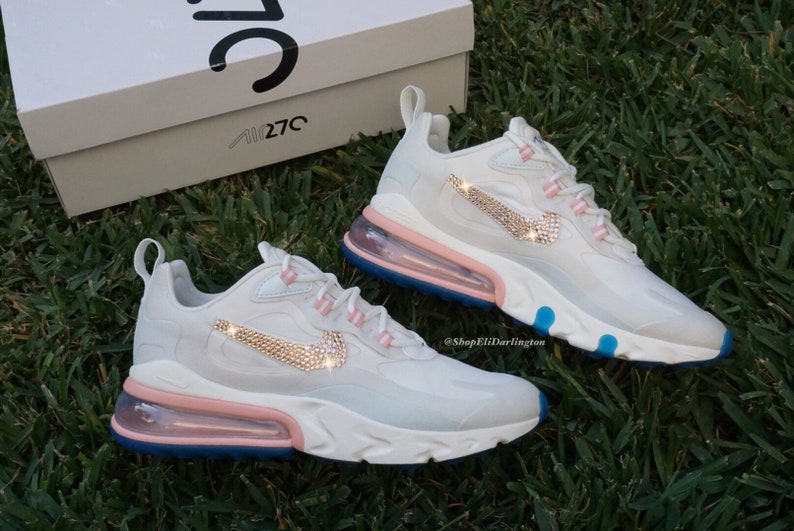 Swarovski Bling Nike Air Max 270 React Shoes in Rose Gold | Etsy