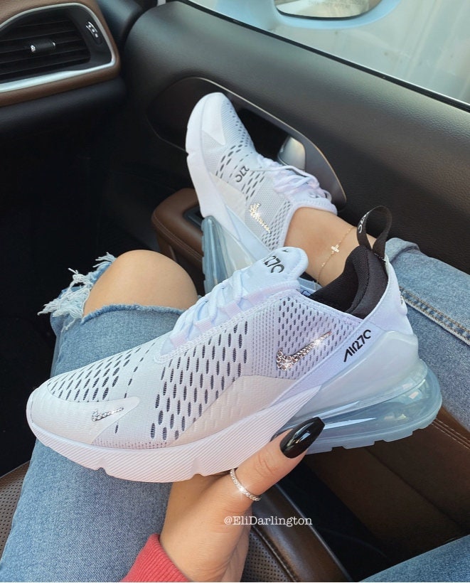 Nike women's air max 270 in white and black encrusted with rose hotsell gold swarovski crystals