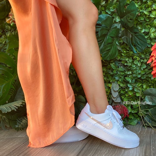 Custom Swarovski Nike Air Force 1 Sage Low Sneakers With Rose - Etsy