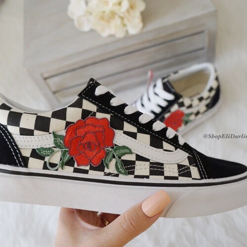 vans checkerboard rose