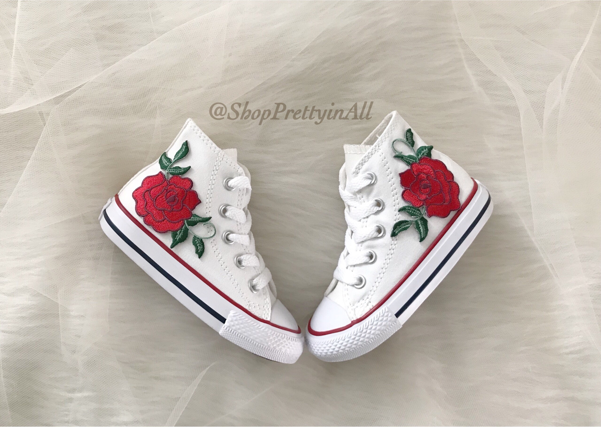 Kids Converse Chuck Taylor High Top Shoes Customized With Rose - Etsy