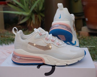 Swarovski Bling Nike Air Max 270 React Shoes In Rose Gold Etsy
