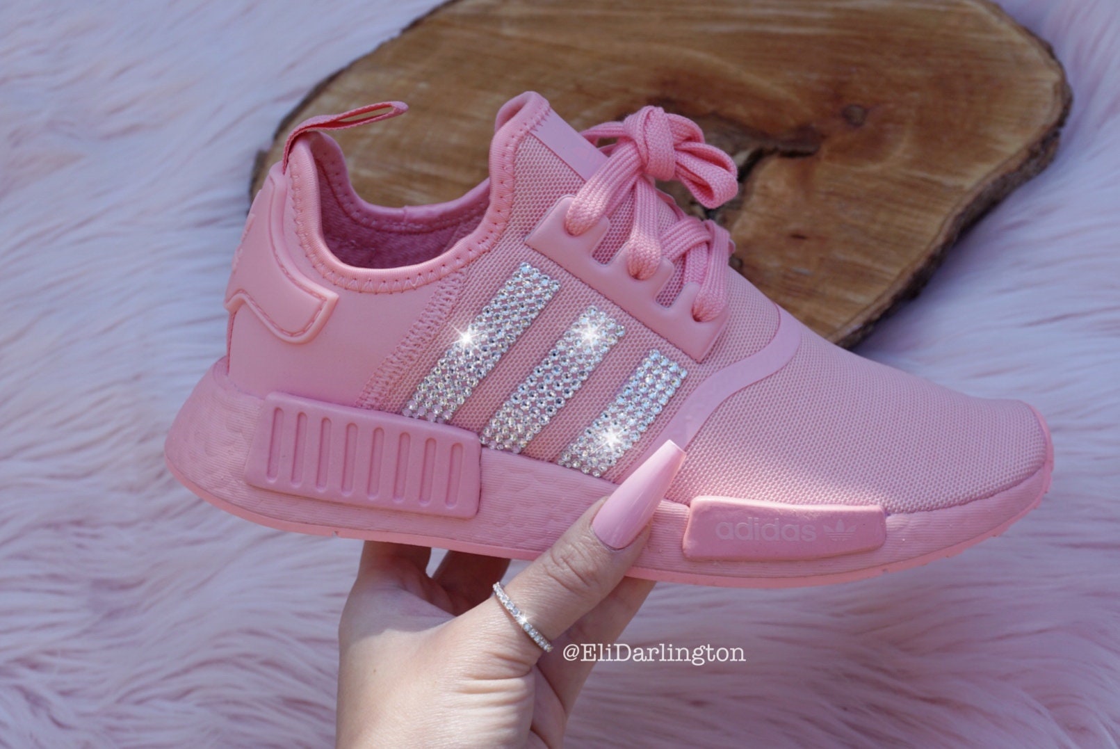 Women's Youth Pink NMD Shoes Silver Swarovski - Etsy