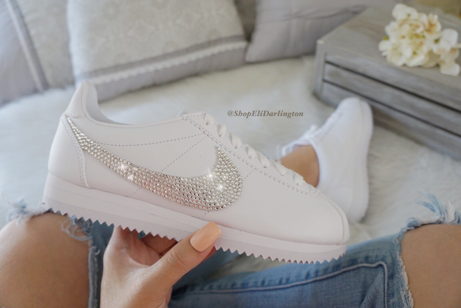 Custom Nike Cortez Shoes Bling Swarovski Crystals fashion 