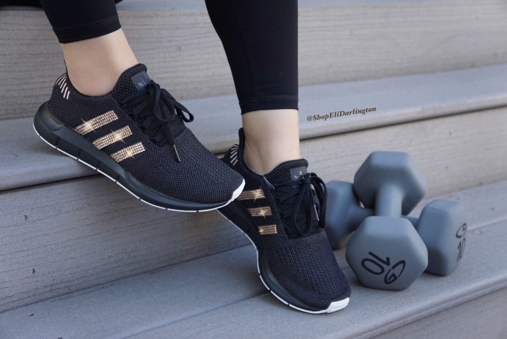 Adidas Run Casual Shoes With Rose Gold Etsy