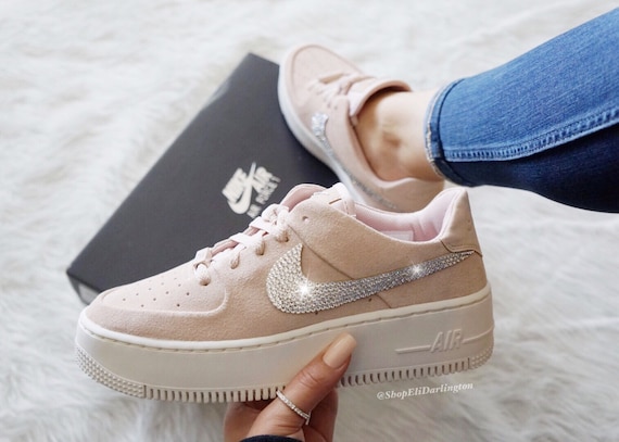 Custom Swarovski Nike Air Force 1 Sage Low Sneakers With - Etsy