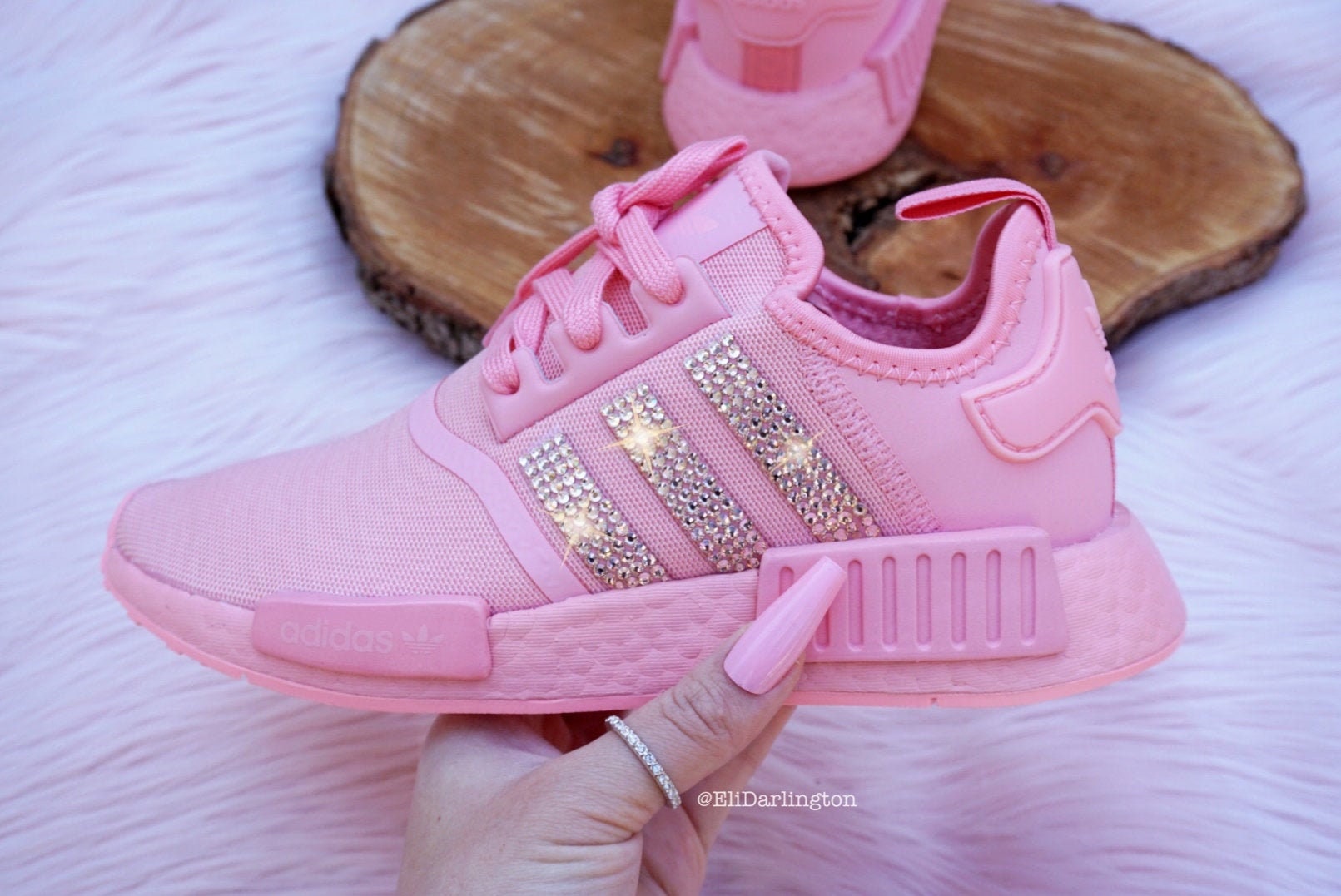 Women's Youth Pink Adidas NMD With Rose - Etsy