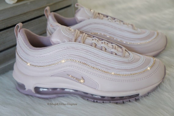 swarovski crystals custom nike air max 97 desert dust sneakers embellished with rose gold swarovski crystals