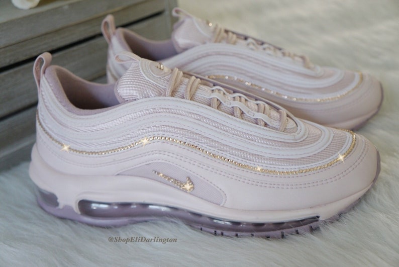 Custom Nike Air Max 97 Shoes Embellished in Rose Gold Swarovski Crystals