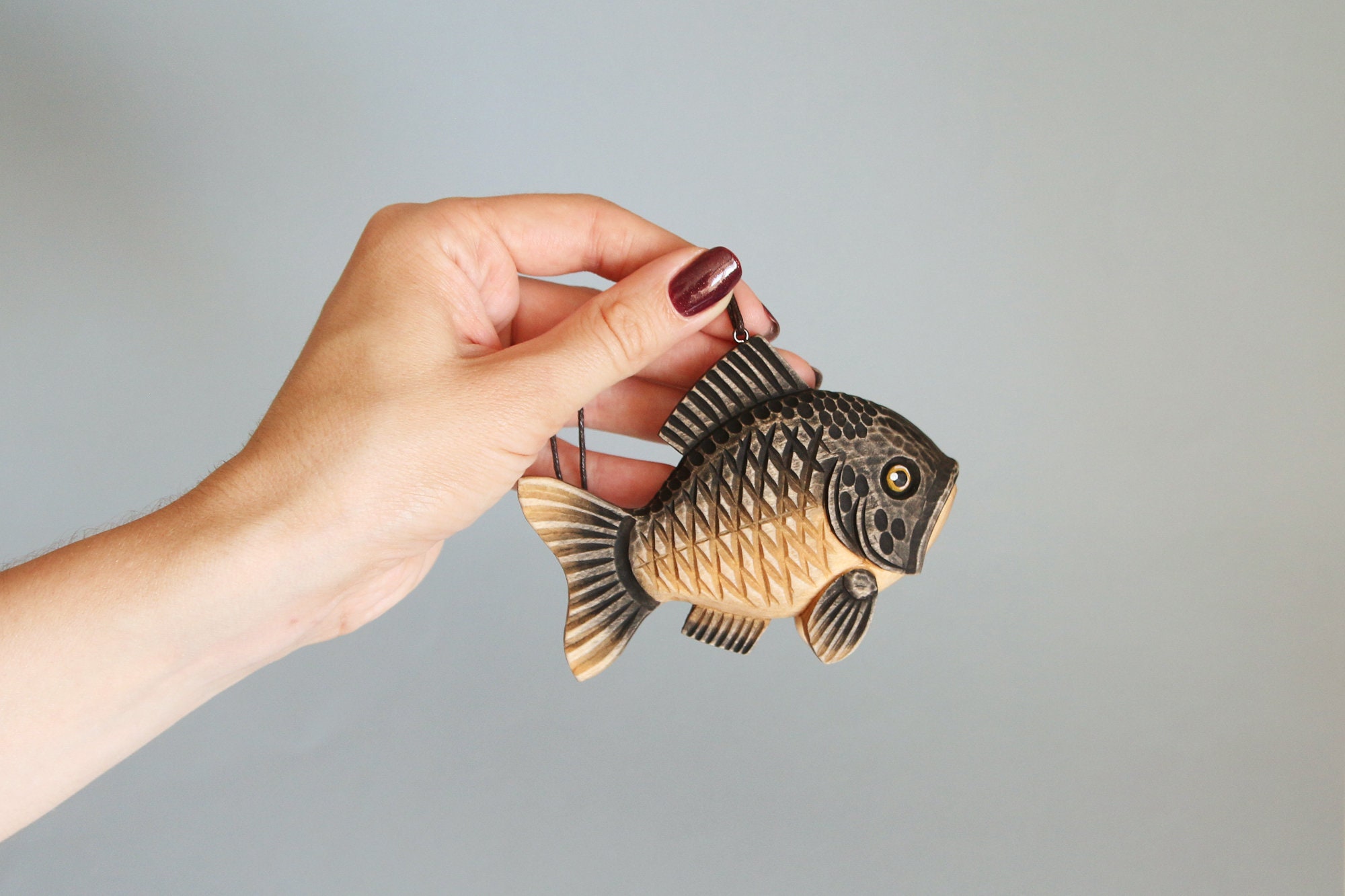 Wooden Fish Ornaments Christmas Tree Toy Wood Carved Fish Etsy Canada