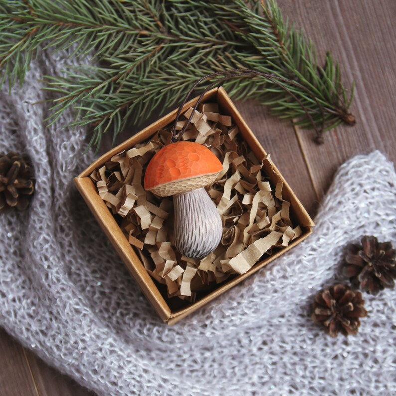 Wooden Christmas Ornaments Wooden Mushroom Ornament Handmade Etsy