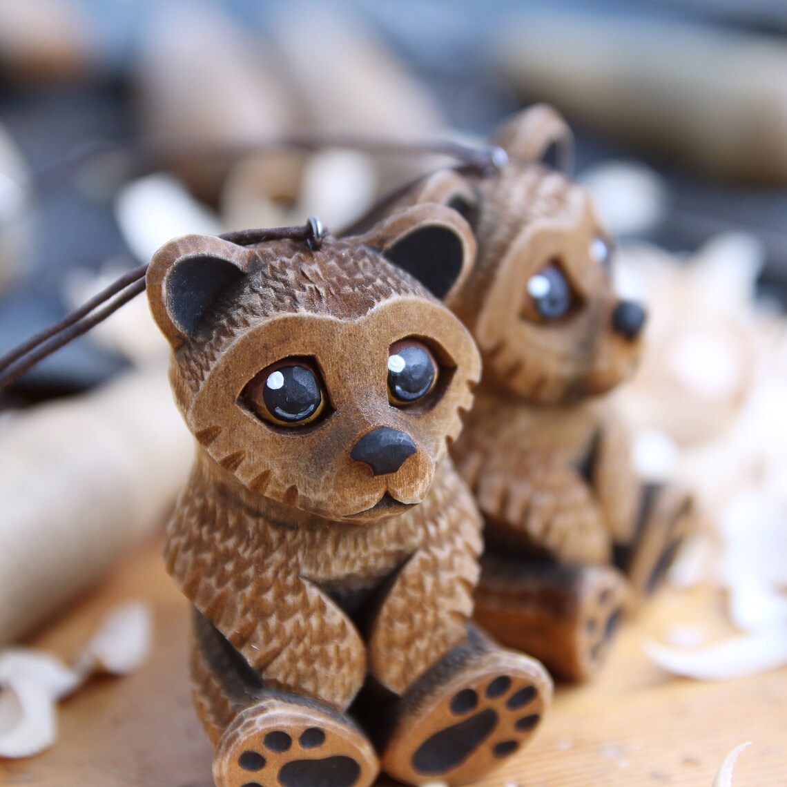 Wood carved Bear ornaments Christmas tree toys Wood carving Etsy