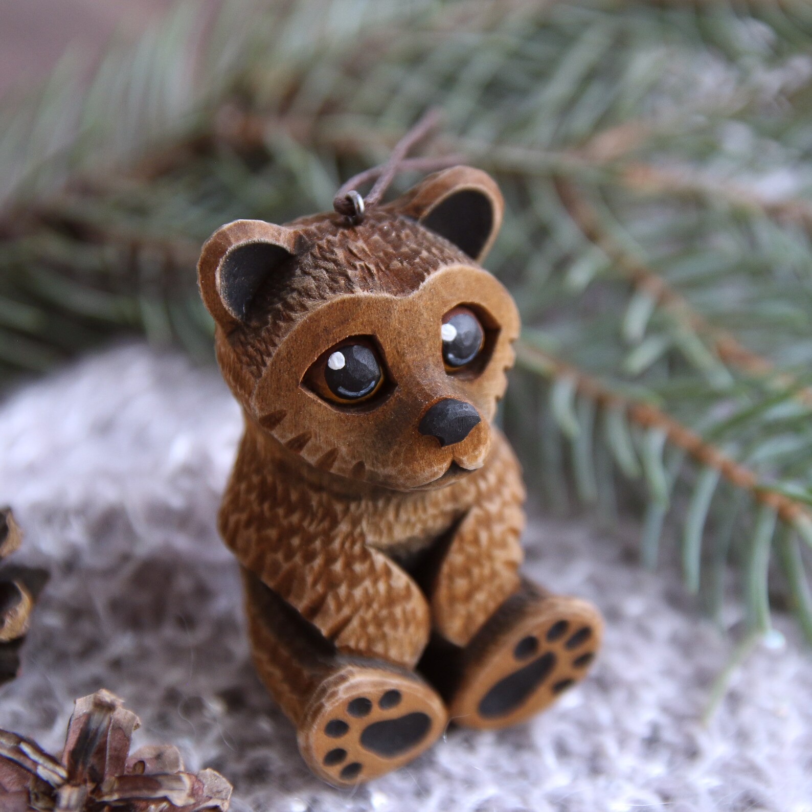 Wood carved Bear ornaments Christmas tree toys Wood carving Etsy