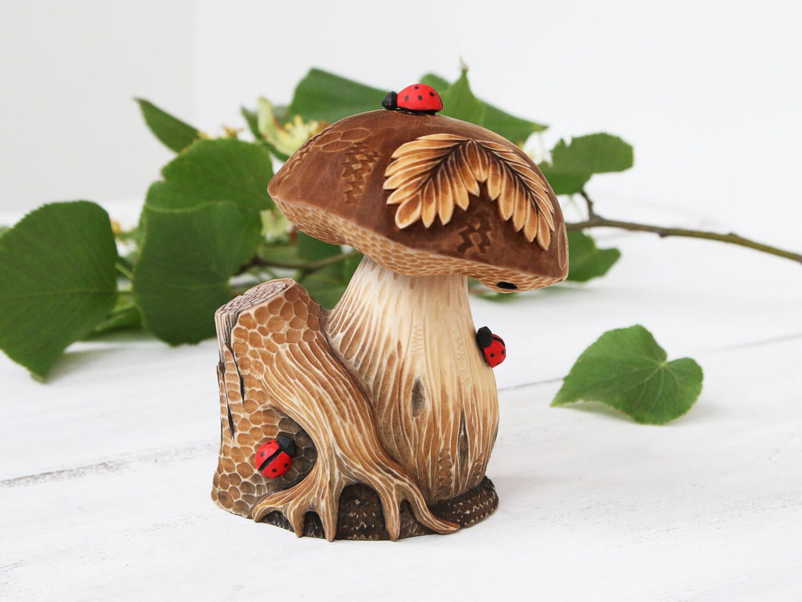 Wooden Mushroom Figurine Wood Carving Rustic Home Decor Boho Etsy UK