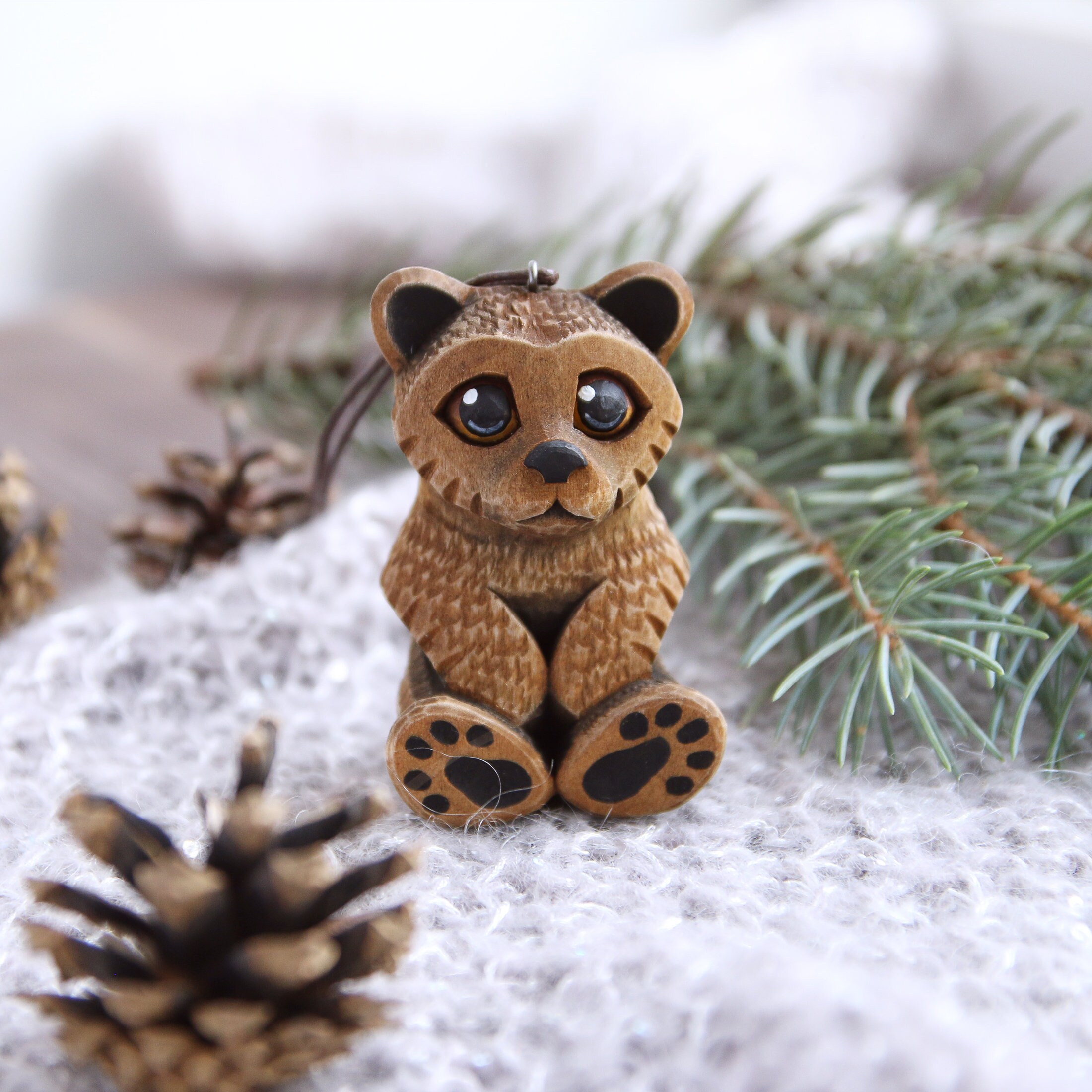 Wood carved Bear ornaments Christmas tree toys Wood carving Etsy