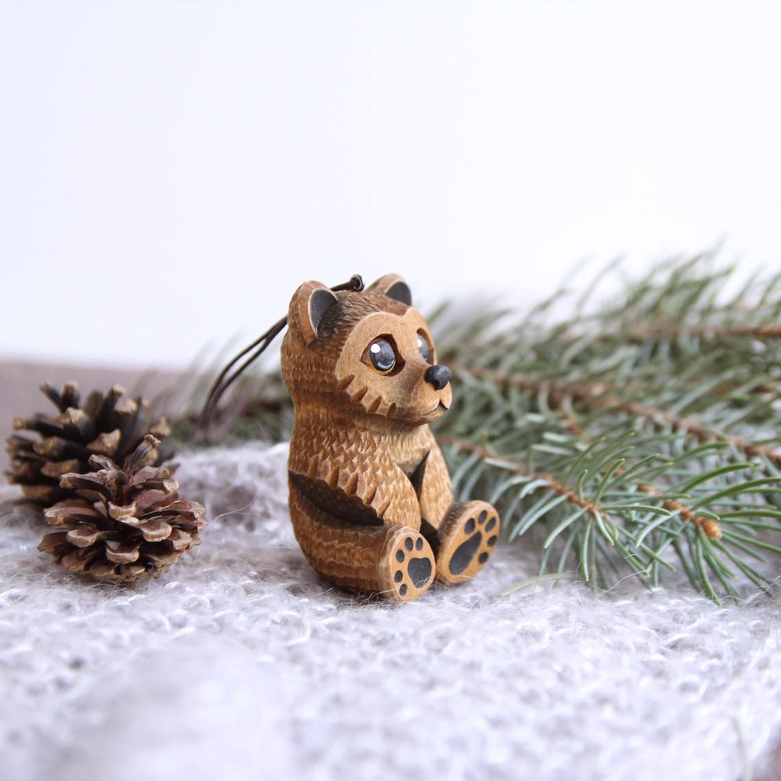 Wood carved Bear ornaments Christmas tree toys Wood carving Etsy