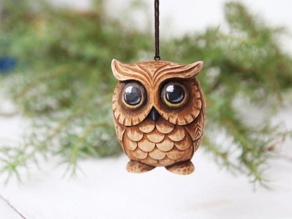 carved owl ornament owl lover gift christmas ornaments