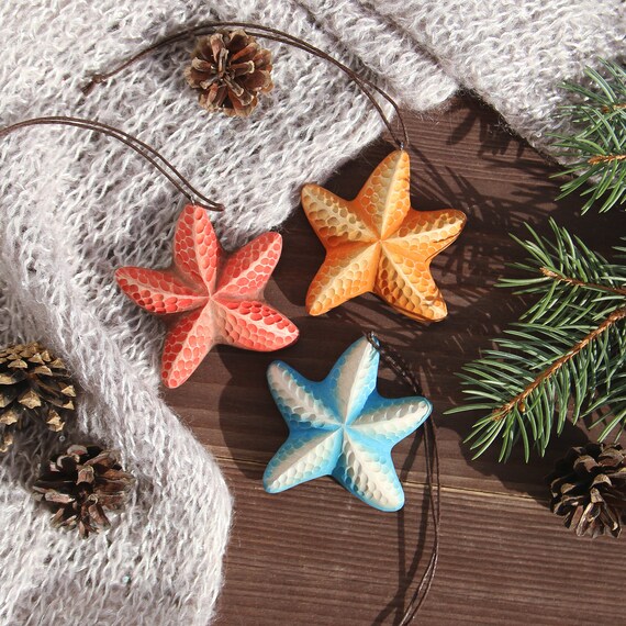 Starfish Ornament Wooden Christmas Ornaments Handmade Wood Etsy