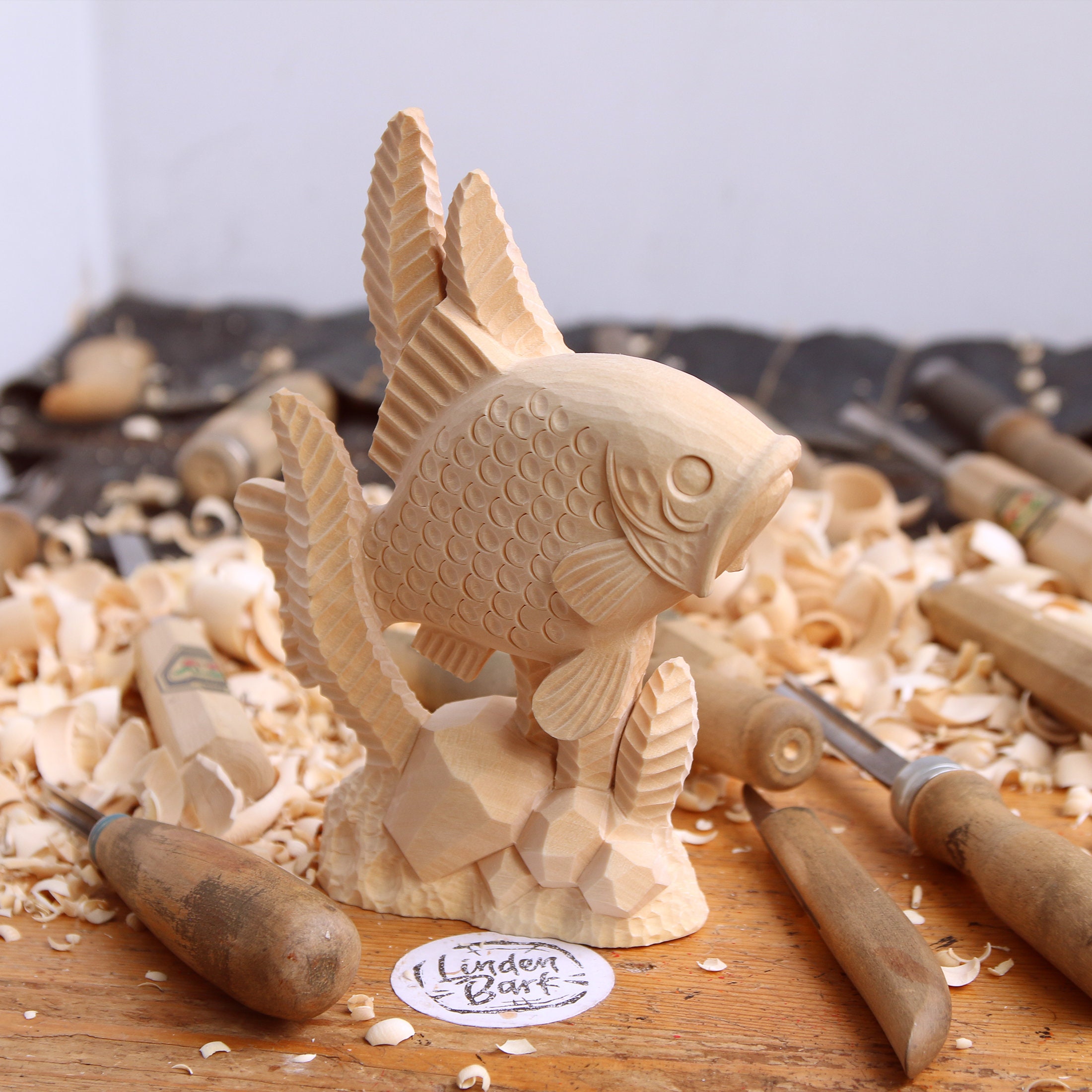 Wooden Fish Figurine Wood Carving Gift to Fisherman Etsy Canada