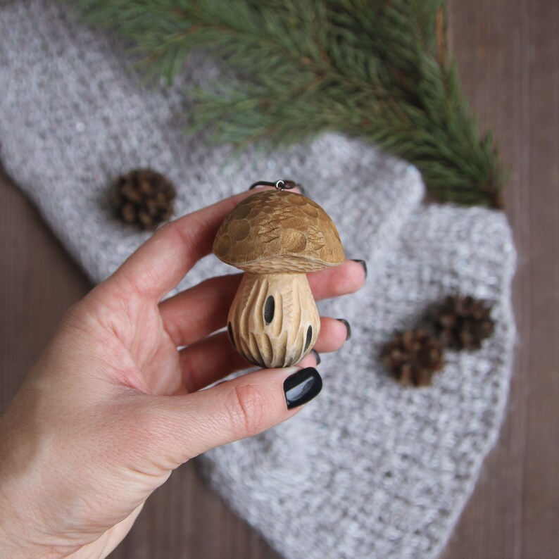 Wooden Mushroom Ornament Wooden Christmas Ornaments Handmade Etsy