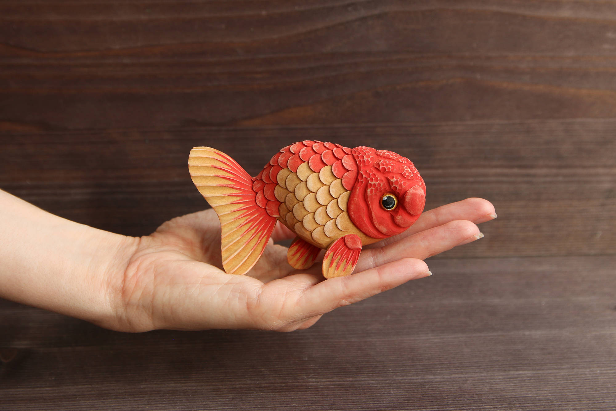 Red GoldFish Figurine Wood Carving Goldfish Art Hand Carved Etsy