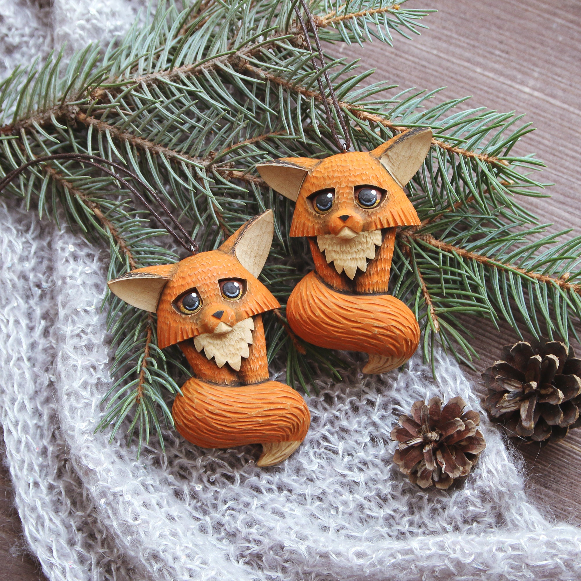 Wood Carved Christmas Ornaments 