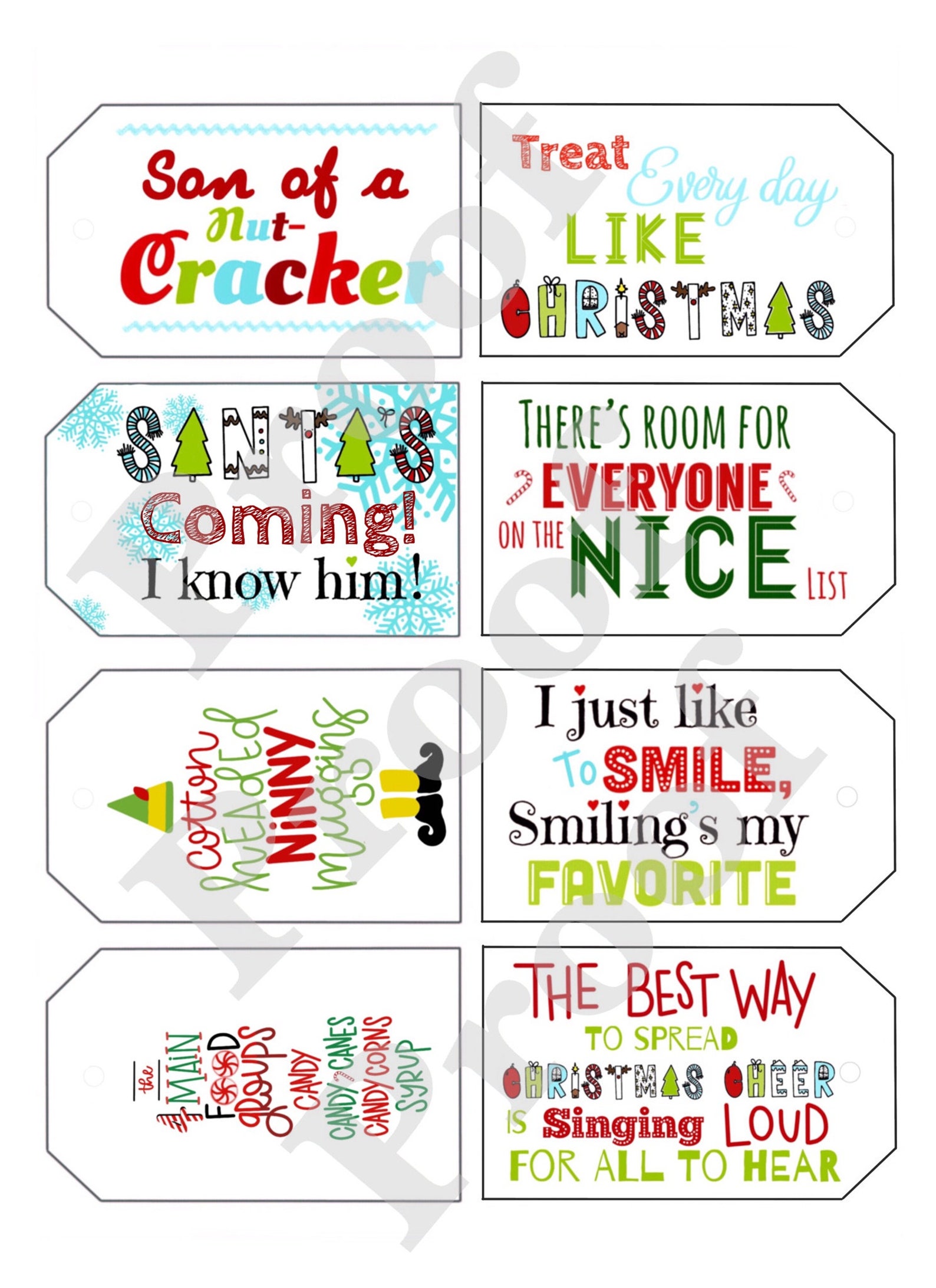 Buddy the Elf Elf Quotes Printable Christmas Tags - Etsy