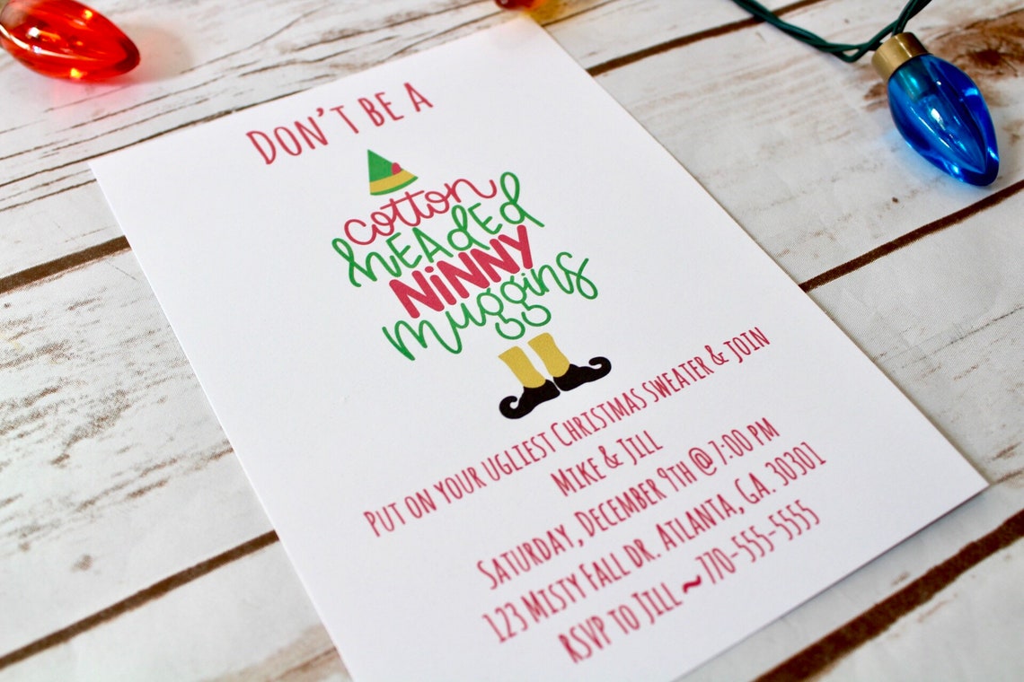Elf Invitation Buddy the Elf Party Ugly Christmas Sweater - Etsy