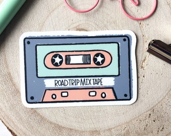 cassette tape sticker Mixed tape sticker 80s music 90s music Water bottle sticker fun stickers Road trip sticker Vintage  Gift Music vinyl