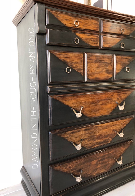 Industrial Black Tall Dresser Farmhouse Chest Of Drawers Etsy