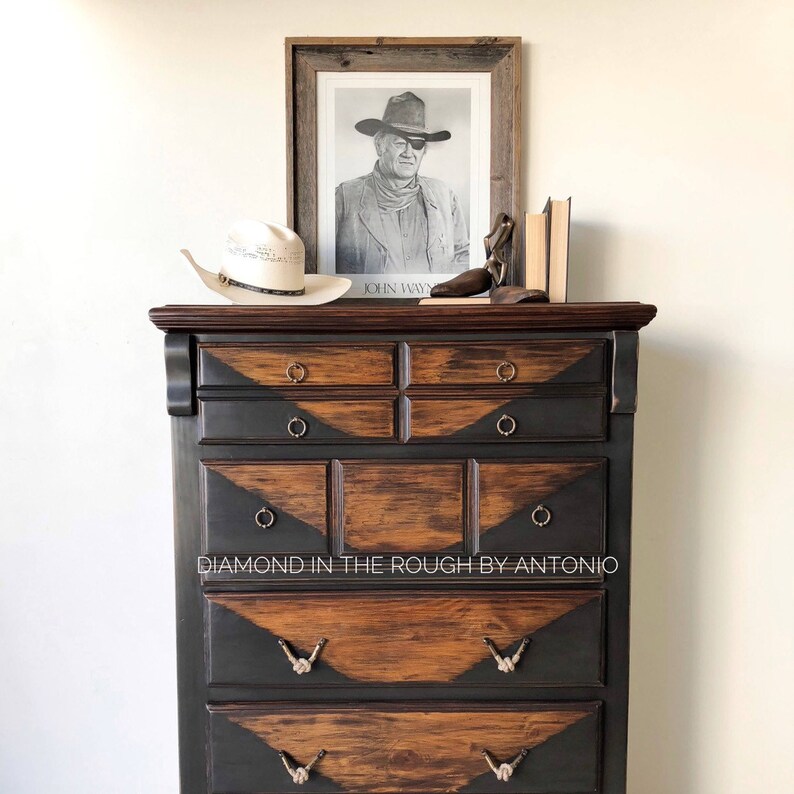 Sold Industrial Black Tall Dresser Farmhouse Chest Etsy