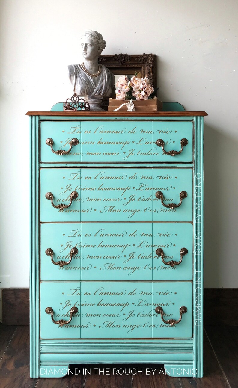Shabby Chic Chest Of Drawers Tall Cottage Dresser 1940 Etsy