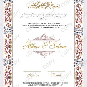 Nikkah Certificate | Nikkah Certificate | Nikkah Nama | Nikkah Contract | Personalised Nikkah certificate Bild 10