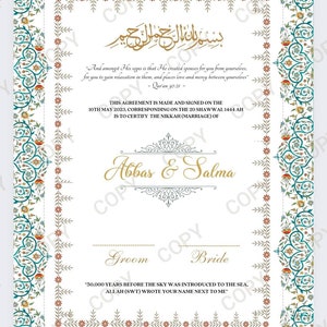 Nikkah Certificate | Nikkah Certificate | Nikkah Nama | Nikkah Contract | Personalised Nikkah certificate Bild 9