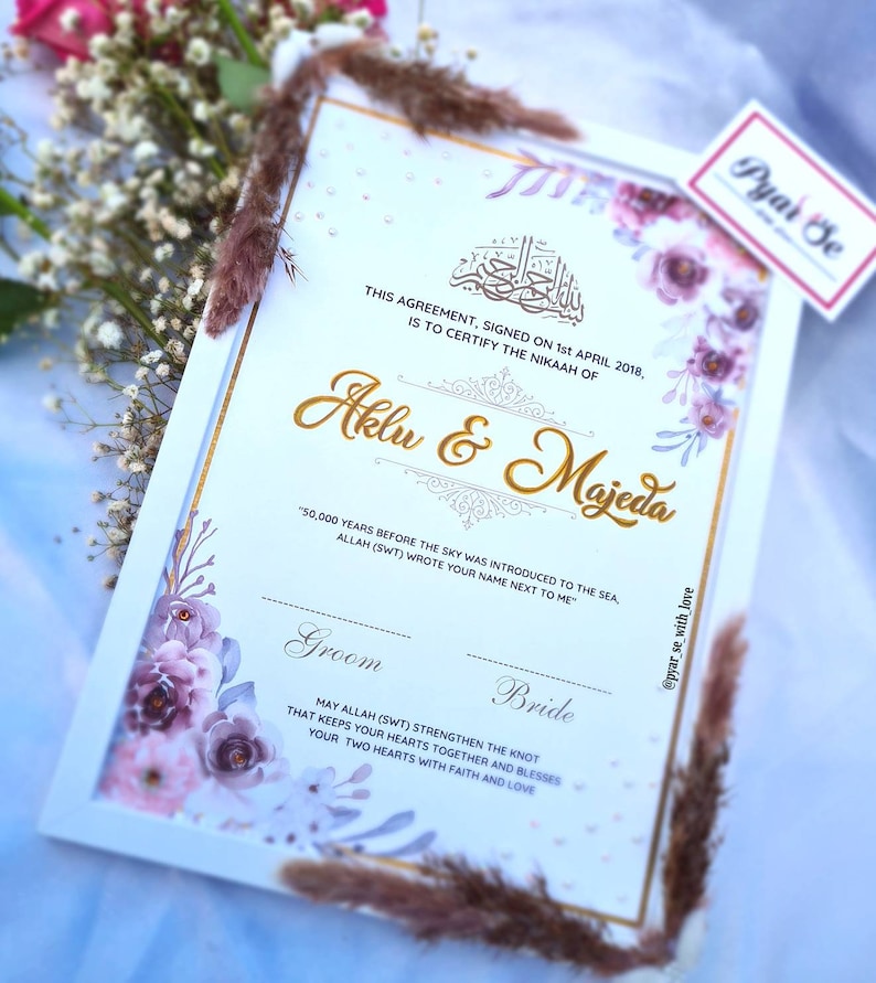 Nikkah Certificate | Nikkah Certificate | Nikkah Nama | Nikkah Contract | Personalised Nikkah certificate Bild 4