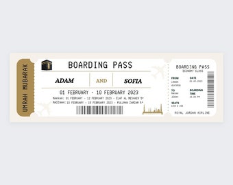 Umrah, Hajj Boarding Pass| Umrah Gift | Makkah | Madinah | Memrobila Gift | Umrah Mubarak | Umrah Memory Gift | Umrah Keepsake Gift  -- PDF