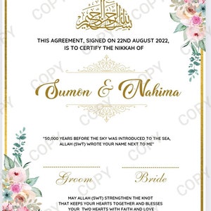 Nikkah Certificate | Nikkah Certificate | Nikkah Nama | Nikkah Contract | Personalised Nikkah certificate Bild 6