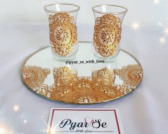 Couples personalised small milk glasses | Wedding glass | Mr & Mrs glasses