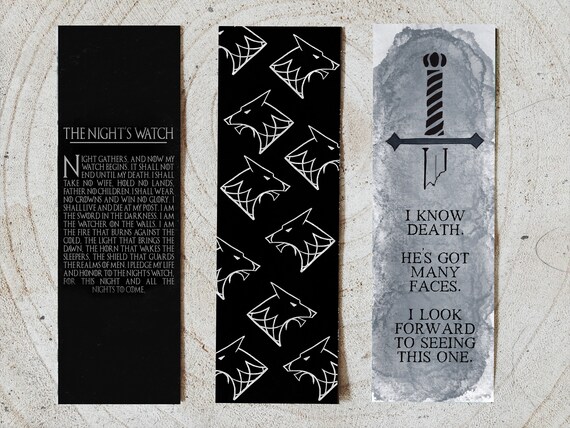 Game Of Thrones Inspired Bookmarks Etsy