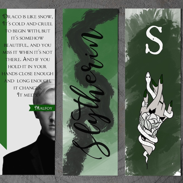 Harry Potter Slytherin inspired Bookmarks