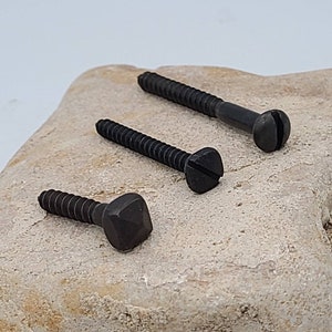 Decorative Black Iron Pyramid Acorn Round Slotted Head Screws 10 Pack  #6 #7 #8 #10 3/4" 1" 1 1/2" 2" Sizes