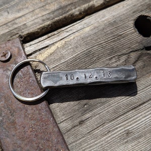 BAR Hand Stamped Personalized Iron Keychain 6th Anniversary Gift image 3