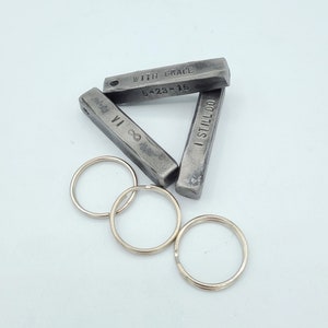BAR - Hand Stamped Personalized Iron Keychain 6th Anniversary Gift