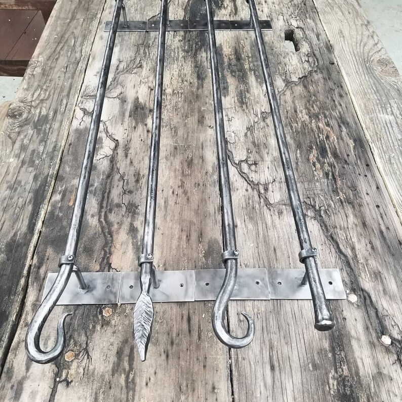 Rustic Hand Forged Iron Curtain Rod Window Treatment Etsy